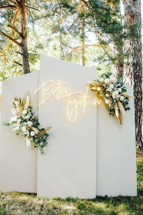 Add a pop of modern romance to your wedding with our stunning wedding neon sign decor! Illuminate your special day with a custom neon sign that radiates love and joy. Let your love shine bright! 💍💫 Better Together, Trees, Neon, Flowers, White