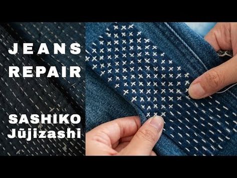 Repair Jeans with Boro Sashiko | Visible Mending Tutorial (Part 2) - YouTube Sashiko Mending Tutorial, Visual Mending, Visible Mending Jeans, Mending Jeans, Visible Mending Stitches, Sashiko Mending, Sashiko Tutorial, Boro Sashiko, Repair Jeans