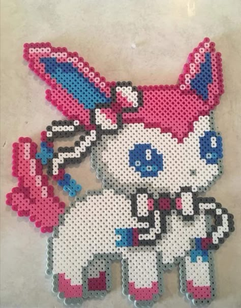 Sylveon Perler Beads, Hama Beads Pokemon, Pokemon Cross Stitch Patterns, Pokemon Perler, Pokemon Cross Stitch, Pokemon Bead, Easy Perler Bead Patterns, Pokemon Perler Beads, Melty Bead Patterns