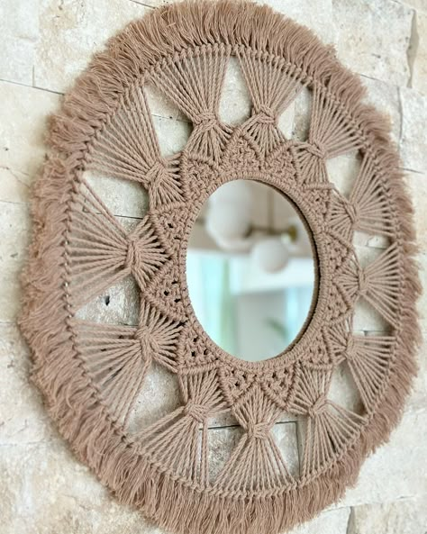 Macrame Mirror Wall Hanging, Beige Couch Living Room, Mirror Nursery, Nursery Mirror, Baby Doll Bed, Mirror Wall Hanging, Macrame Shelf, Wall Hanging Nursery, Macrame Mirror