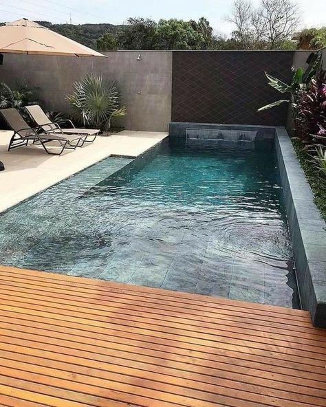 – Ice Cream & Neon Dreams Ideas De Piscina, Kleiner Pool Design, Rectangular Swimming Pools, Moderne Pools, Luxury Swimming Pools, Swimming Pool Ideas, Small Swimming Pools, Cool Swimming Pools, Small Pool Design