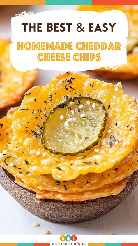 Easy Homemade Cheddar Cheese Chips Baked Cheese Chips, Homemade Cheddar Cheese, Cheddar Chips, Dill Pickle Chips, Everything Bagel Seasoning, Pickle Chips, Cheese Chips, Bagel Seasoning, Snack Craving