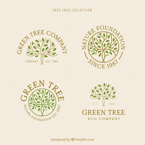 Coleção de logos de árvores em estilo pl... | Free Vector #Freepik #freevector #logotipo #negocio #arvore #natureza Eco Logo Design, Logo Nature, Yellow Business Card, Yoga Logo, Business Card Psd, Tree Logo, Tree Logos, Logo Project, Leaf Logo