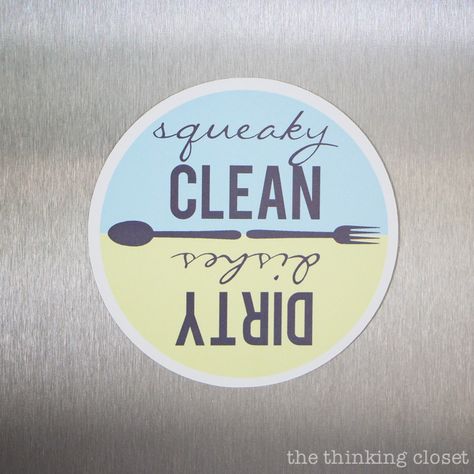 Now, I will never mix up the clean and dirty dishes again! Now I will never mix up my clean and dirty dishes again!  Here's a fantastic step by step tutorial for using Silhouette Printable Magnet Paper to create Dishwasher Magnets. Free cut file and printable included. These would make great shower, housewarming, or hostess gifts! Clean Dirty Dishwasher Sign, Dishwasher Sign, Clean Dirty Dishwasher Magnet, Dishwasher Magnet, Outdoor Kitchen Appliances, Silhouette Tutorials, Dirty Dishes, Free Cut Files, Silhouette Cameo Projects