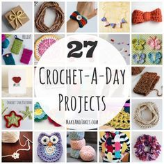 27 Crochet-A-Day Crochet Patterns and Tutorials - Make and Takes Quick Crochet Projects, Crochet Vintage, Quick Crochet, Yarn Projects, Love Crochet, Easy Crochet Patterns, Crochet Accessories, Crochet Gifts, Learn To Crochet