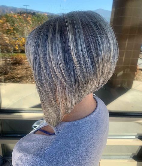 Stacked Layered Bob Haircut For Thick Hair, Grey Inverted Bob Hairstyles, Extreme Inverted Bob Hairstyles, Inverted Bob Pixie Haircut, Medium Reverse Bob Haircut, Symmetrical Haircuts Bob Hairstyles, Interverted Bob Haircut, Reverse A Line Haircut, Stacked Bob Haircut Long