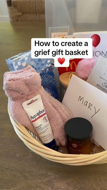 Lisa Jones on Instagram: "The items that provided a source of comfort during my grief. 🤍 #healing #grief" Sorry For Your Loss Gifts Basket, Sympathy Basket Ideas For Loss, Sympathy Basket, Sympathy Gift Baskets, Diy Gift Baskets, Sorry For Your Loss, September 16, Care Package, Sympathy Gifts