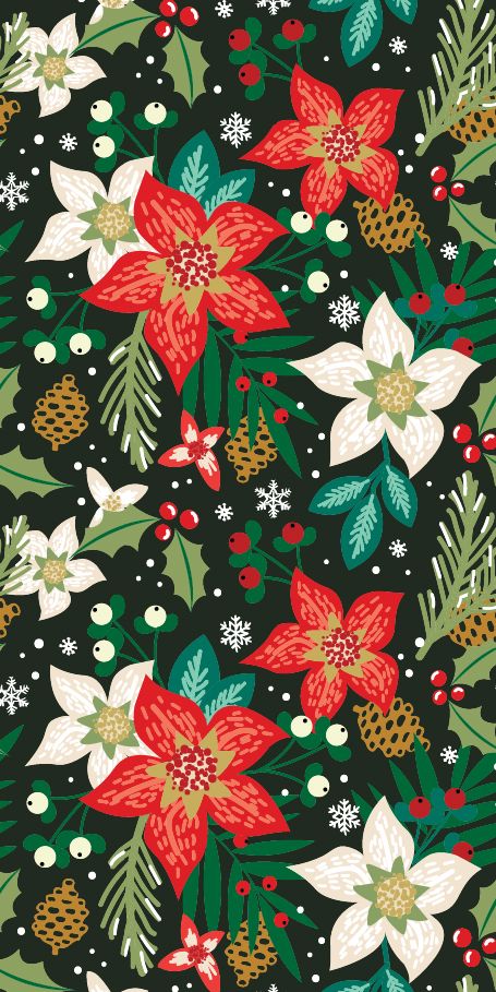 Christmas Patterns Design Prints, Christmas Digital Downloads, Poinsettia Wallpaper Iphone, Christmas Surface Pattern Design, Christmas Floral Pattern, Retro Holiday Aesthetic, Cute Winter Wallpapers Aesthetic, Christmas Prints And Patterns, Retro Christmas Wallpaper