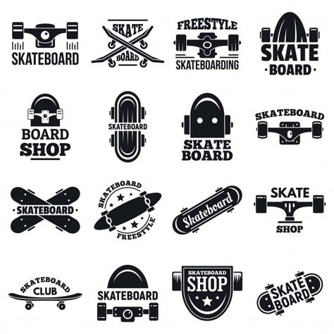 Skateboard logo set | Premium Vector #Freepik #vector #logo #label #school #city Skateboard Logo Design, T Shirt Text Design, Skateboard Tattoo, Skate Logo, Transportation Logo, Classic Skateboard, Logo Club, Skateboard Logo, Rick And Morty Poster