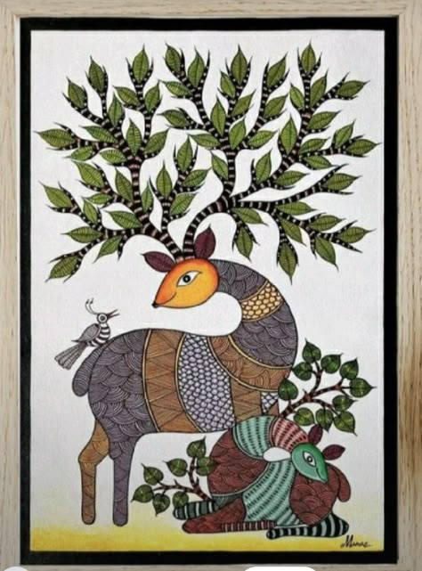 Gond Painting Folk Art, Gonda Art, Madhubani Drawing, Madhubani Paintings Peacock, Gond Art, Sharpie Drawings, Gond Painting, Mughal Art Paintings, Madhubani Paintings