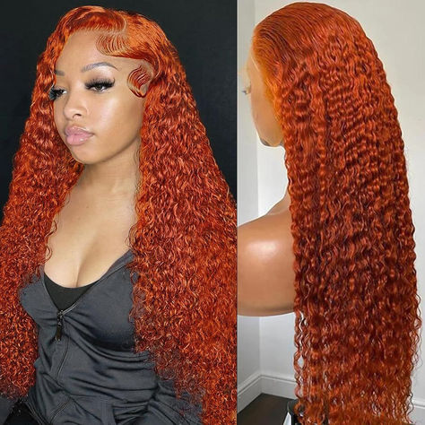 13x6 Deep Wave Ginger Lace Front Wigs Human Hair 180% Density Curly Lace Frontal Wig Human Hair Pre Plucked Brazilian Glueless Orange Color Hd Transparent Lace Front Wig Human Hair for Women 24 Inch Copper Deep Wave Wig, Orange Deep Wave Wig, Orange Curly Wig, Ginger Orange Curly Wig, Lace Front Orange Wig, Burnt Orange Lace Front Wig, Red Curly Wig, Short Lace Front Wigs, Curly Lace Frontal