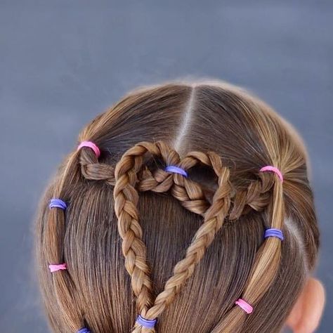 Tiffany Snedaker ❤️ Hairstyles for Girls on Instagram: "Throwback to a heart hairstyle from a few years ago." Hair Designs For Girls, Heart Hairstyle, Valentine Hair, Hairstyles For Girls, Heart Hair, Hair Design, Girls Hair, Hair Designs, A Heart