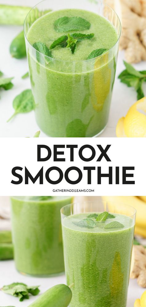 If you struggle to get your daily dose of goodness, this green detox smoothie is here to save the day. It’s loaded with good-for-you ingredients, and it tastes so dreamy you won't believe it's full of veggies! Inflammation Smoothie, Perfect Smoothie, Green Detox Smoothie, Detox Smoothie Recipes, Smoothie Packs, Sugar Detox, Easy Smoothies, Healthy Smoothie, Detox Juice