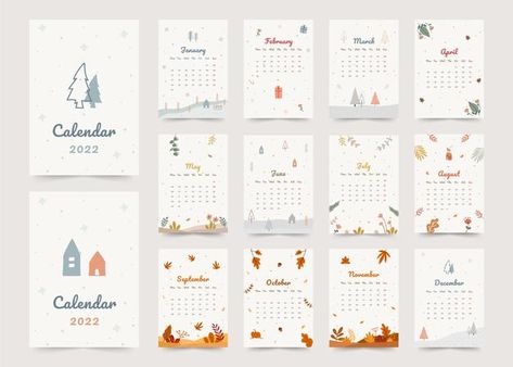 Seasonal theme printable yearly planner ... | Premium Vector #Freepik #vector #background #calendar #winter #new-year Red Calendar, Wall Calender, Blue Calendar, Desk Calendar Design, Wall Calendar Design, Nature Calendar, New Year Symbols, Flower Calendar, Calendar Design Template