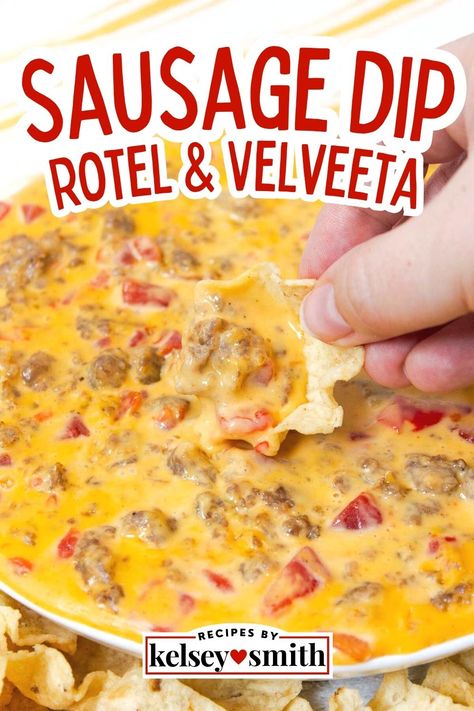 Velveeta Sausage Cheese Dip Velveeta Sausage Dip, Rotel Dip With Sausage, Spicy Sausage Dip, Velveeta Cheese Dip, Sausage Dip Recipe, Cheese Dip Crock Pot, Pork Breakfast, Sausage Cheese Dip, Velveeta Recipes