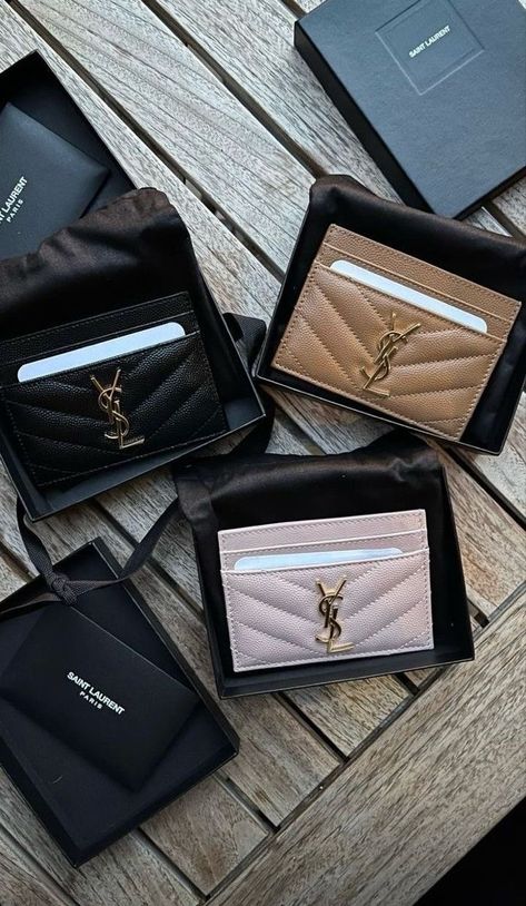 Ysl Wallet Aesthetic, Cardholder Aesthetic, Ysl Card Holder, Ysl Purse, Ysl Wallet, Luxurious Aesthetic, Purse Essentials, Aesthetic Bags, Ysl Bags