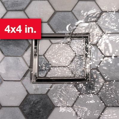 Oatey Vivante 4-in Stainless Steel Square Shower Drain with Tile-In Cover Lowes.com Square Shower Drain, Shower Drain Covers, Linear Drain, Rough Plumbing, Shower Drains, Plumbing Pipe, Drain Cover, Body Design, Shower Drain