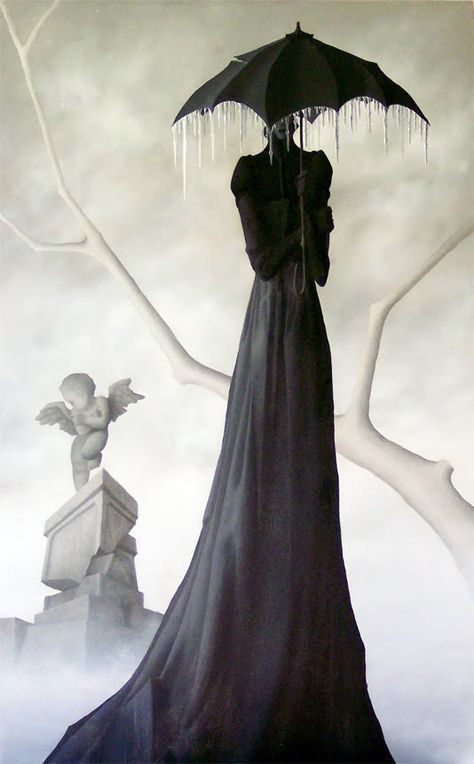 Icicle Maiden by Tony Lombardo Umbrella Art, The Boogeyman, Under My Umbrella, Umbrellas Parasols, Gothic Art, White Photo, The Dark Side, In The Rain, Halloween Art