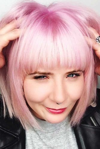 Stunning Bob Haircuts For A Bold New Look ★ See more: https://lovehairstyles.com/stunning-bob-haircuts-new-look/ Pastel Bob Hair, Bob Lace Wig, Pink Short Hair, Bob Haircuts With Bangs, Bangs Ideas, Short Layered Bob Haircuts, Blonde Lob, Hair Evolution, Polished Hair