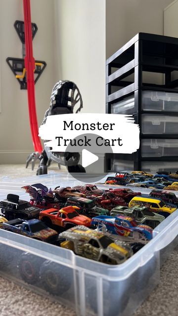 Melissa Kate on Instagram: "Follow and comment "TRUCKS" for a link! Scrapbook bins for monster trucks?! 🤯 That's right.. and they fit perfectly 🙌 So if you have a house like mine that's filled with trucks, this is the easiest way to store and display them!! I'll also share where I get these in my stories. Follow @bymelissakate for more fun ideas 🚗 . . . . . #playroom #kidsroom #kidsbedroom #kidsbedroomdecor #kidsroomchallenge #kidsinspo #kidsplayroom #kidsplayarea  #toddlermom #toddlerplay #boymom #toddlergiftideas #momsofinstagram #momtips #toddler #kids #toddlersofinstagram #toddlerfun #boymoms #boymama #boys #viralvideo #momblogger #motherhood #dadlife #monstertrucks #monsterjam #hotwheels #dadlife #crafts #storage" Monster Jam Toy Storage, Monster Trucks Storage Ideas, Monster Truck Storage Ideas Diy, Monster Truck Organization Boy Rooms, Diy Monster Truck Storage, Monster Truck Playroom, Monster Truck Shelf, Monster Truck Shelves, Monster Jam Truck Storage