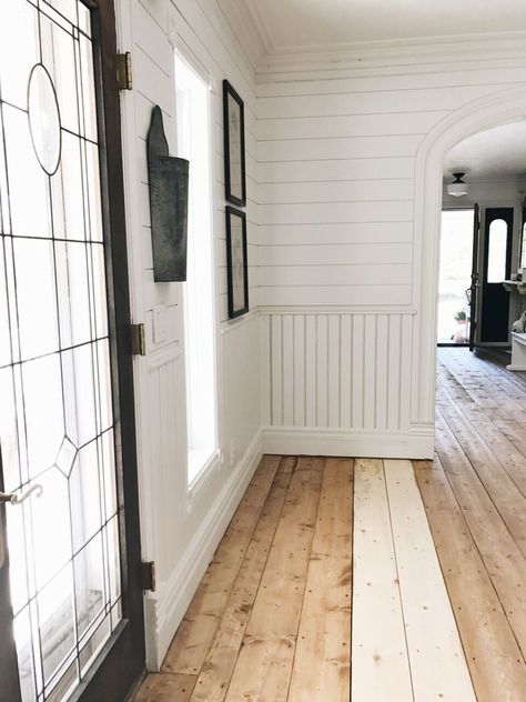 Whitewash Wood Floor, Perfect Stain Color, Floor Stain Colors, Front Living Room, Pine Wood Flooring, Dining Room Floor, Liz Marie, Liz Marie Blog, Floor Stain