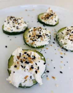 Cucumber slices with cream cheese and EBTB seasoning! – Katie Austin Cucumbers With Cream Cheese, Cucumbers And Cream Cheese, Cucumber Cream Cheese Appetizers, Cucumber Appetizers With Cream Cheese, Cucumber With Cream Cheese, Cucumber With Everything Bagel Seasoning, Everything Bagel Seasoning Cucumber, Cucumber Cottage Cheese, Cucumber Cream Cheese Everything Bagel