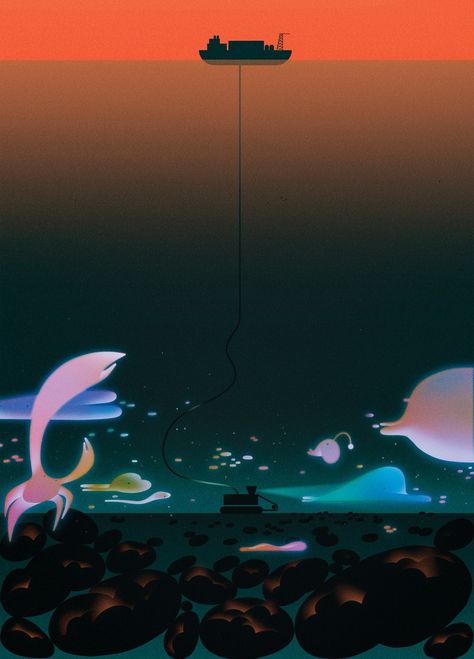 The Deep Sea Is Filled with Treasure, but It Comes at a Price | The New Yorker New Yorker Art, Ben Jones, Malika Favre, Sea Illustration, Winter Dance, Marianas Trench, Bottom Of The Ocean, Underwater Art, The New Yorker