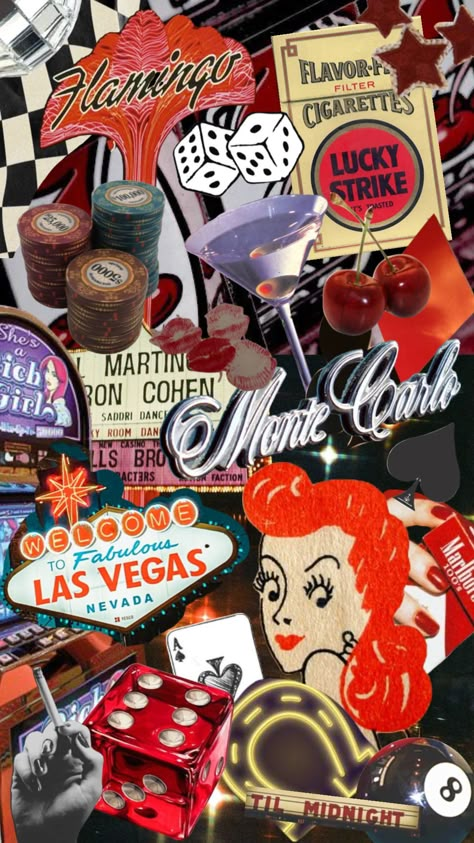 Old Las Vegas Aesthetic, Casino Theme Wallpaper, 60s Vegas Aesthetic, Vegas Theme Formal, Old Casino Aesthetic, Blackjack Aesthetic, Vintage Vegas Party, Old Vegas Theme Party, Casino Collage