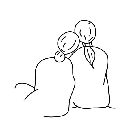 Mother and daughter sitting together Mother And Daughter Doodle, Mom And Daughter Black And White, Mother Daughter Canvas Painting, Mom Daughter Sketch, Mother Daughter Drawing Easy, Mum And Daughter Drawing, Mother And Daughter Images, Mom And Daughter Sketch, Mom And Daughter Silhouette