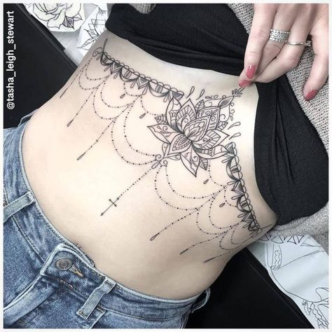 Sternum Tattoos Black Women, Under Bra Tattoo, Mandala Chest Tattoo, Demon Tattoos, Tattoo Under Chest, Tattoo Artist Tattoo, Hand And Finger Tattoos, Artist Tattoo, Inspiration Tattoo