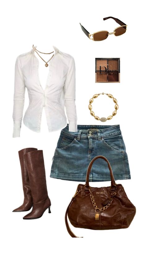 Sade Girl Outfit Winter, Going Out Outfit With Jeans, Sade Outfits Idea Summer, Skirt Outfits Going Out, Jeans Skirt Winter Outfit, Outfit Ideas With Brown Boots, Sade Summer Outfits, Sade Aesthetic Outfit Ideas, Sade Inspired Outfit