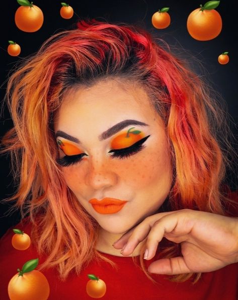 Orange Outfit Ideas, Cake Makeover, Fruit Makeup, Makeup Bold, Maquillaje Aesthetic, Makeup Orange, Tone Makeup, Skin Tone Makeup, Orange Makeup