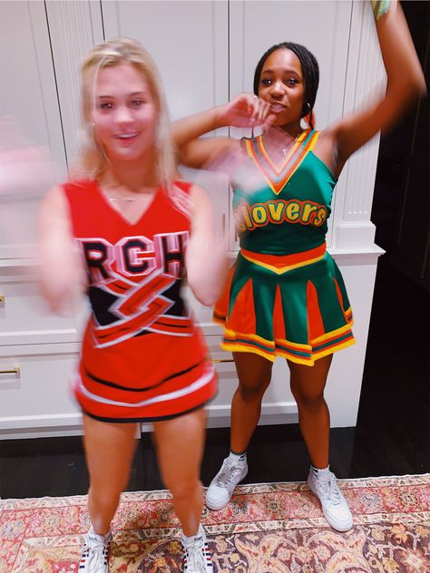 Clover Halloween Costume, Clovers Halloween Costume, Bring It On Costume Halloween, Bring It On Halloween Costume, Clovers Cheer Costume, Bring It On Costume, Duo Character Costumes, Female Duo Costumes, Annie Halloween Costume