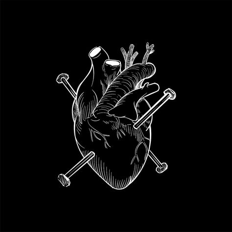 Black Heart Drawing, Sketch Heart, Heart Pain, Adventure Time Characters, Jdm Wallpaper, Heart Sketch, About Heart, Goth Home Decor, Skull Illustration