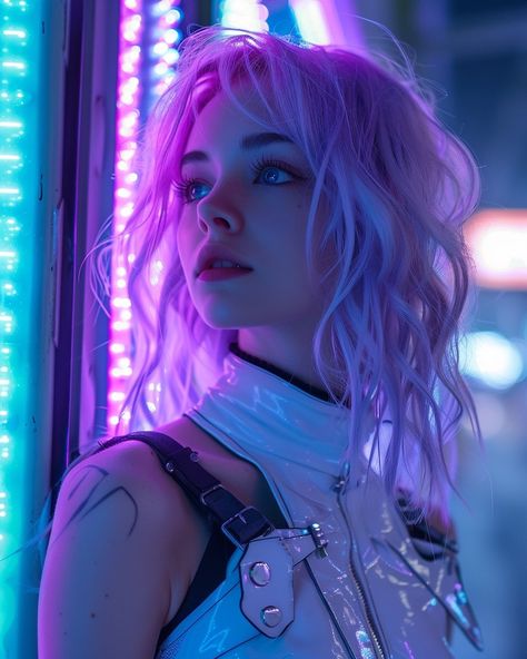 Neon Nights 💖 #huely2024 @nickocreates.ai Neon Photoshoot Ideas, Neon Oc, Artist Moodboard, Cyberpunk Artwork, Neon Club, Cyberpunk Wallpaper, Neon Photoshoot, Cyberpunk Outfit, Neon Cyberpunk