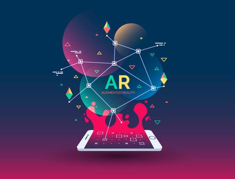 Abstract creative illustration with augmented reality phone, vector illustration Vector | Premium Download Virtual Reality Education, Augmented Reality Apps, Virtual Reality Design, Augmented Virtual Reality, Ar Technology, Virtual Reality Games, Web Design Trends, Creative Illustration, Futuristic Technology