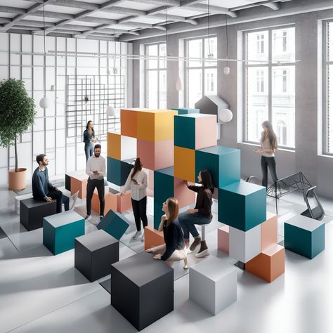 experience design, coworking spaces, cubic environment, creative teams, playful offices, creative team meets Urban Project, Student Lounge, Office Idea, Fun Office, Co Working Space, Mood Images, Cool Office, Corporate Office, Coworking Space