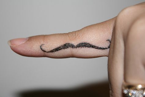 Mustache Tattoo On Finger, Mustache Tattoo, Finger Tats, Small Tats, Tattoo Now, Tiny Tattoo, Time Tattoos, Dream Tattoos, Great Tattoos