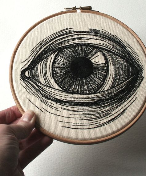 Eye embroidery | Just sold and off to the US. www.etsy.com/s… | Flickr Eye Embroidery, Bachelorette Pad, Portfolio Ideas, Contemporary Embroidery, Embroidered Art, Thread Painting, Sewing Embroidery Designs, Hand Embroidery Art, Black Thread