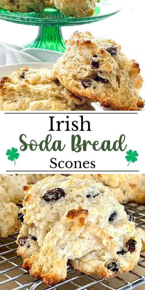 Irish Soda Bread Scones Recipe, Irish Brunch, Soda Bread Scones, Tender Scones, Irish Scones Recipe, Sour Cream Scones, Strawberry Blondie, Irish Soda Bread Muffins, Irish Scones