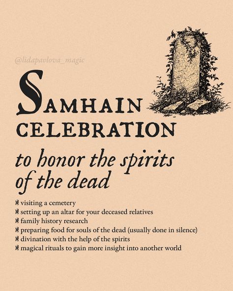 Samhain, a pagan Celtic predecessor of Halloween, is an important celebration for witches and magical beings. Its themes include warding off evil and honoring the dead. Here are two lists — one for each purpose. I also featured the artwork by @khvost.art — because it fits here just right. By the way, the cards deck we created together is finally in stock! It’s called Ominous Oracle, you can see a lot of it on my page Love you, magical darlings! Lida @lidapavlova_magic Samhain Dinner Party, Samhain Dinner, Samhain Ideas, Samhain Celebration, Witchcraft Inspiration, Samhain Traditions, Magical Beings, Cards Deck, Witch Books