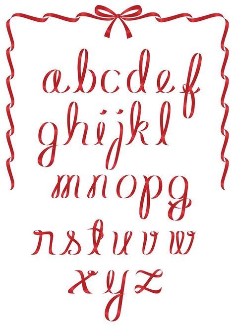 Alphabet made from Christmas ribbons with letters that can be used as ornaments or gift#alphabetfonts #fontdesign #typographylove #handlettering #calligraphyinspiration Classy Fonts Alphabet, Christmas Letter Design Ideas, Ribbon Typography, Ribbon Font, Christmas Fonts Alphabet, Alphabet Christmas, Alfabet Font, Vector Alphabet, Christmas Fonts Free