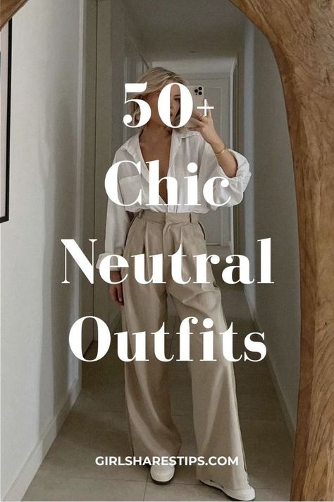 Neutral Colors Casual Outfits, Elegant Beige Outfits, Quiet Rich Outfit, Neutral Bag Outfit, Neutral Elegant Outfit, Monochrome Beige Outfit, Beige And White Outfits For Women, Casual Elevated Outfits, Chic Neutral Outfit