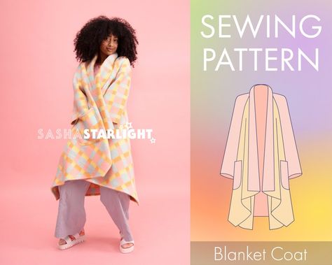 Blanket Coat Pattern, Sewing Tiktok, Unique Sewing Patterns, Jacket Sewing, Quilt Coat, Blanket Coat, Jacket Pattern Sewing, Tailored Coat, Vintage Blanket