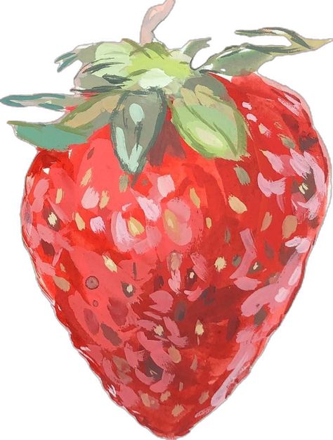 Shanna Van Maurik on Instagram: “🌸✨🌸Closeup of this 🍓! I’ve never painted a strawberry before! I always thought painting the seeds would be really annoying lol but it was…” Painting Of A Strawberry, Gouache Painting Fruit, How To Paint A Strawberry, Strawberry Slice Drawing, Gouache Strawberry, Thought Painting, Painted Strawberries, Strawberry Painting, Food Project