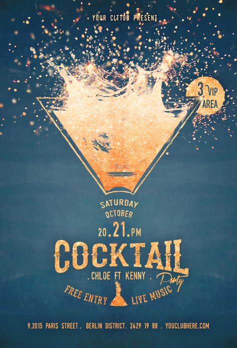 Cocktail Party Flyer album, bar, club, copper, dark blue, dj, glitter, goblet, golden, ladies, lady, light, menu, music, night, party, sparkle, sparkling, turquoise, wine, yellow Cocktail Party Flyer, Promotional Poster Design, Music Night, Party Flyer Template, Bar Poster, Club Poster, Event Poster Design, Creative Flyers, Poster Layout