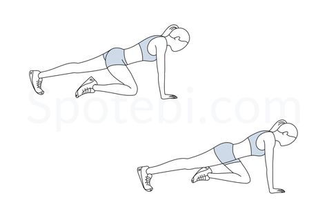 Mountain climbers exercise guide with instructions, calories burned and muscles worked. Learn proper form, discover all health benefits and choose a workout. http://www.spotebi.com/exercise-guide/mountain-climbers/ Spiderman Plank, Mountain Climber Exercise, Plank Hip Dips, Hip Flexor Exercises, Oblique Workout, Back Fat Workout, Abs Workout Video, Hips Dips, Calories Burned