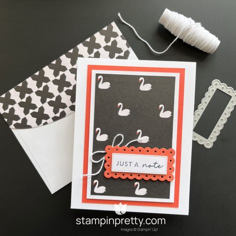 Simple Swan Card & the Delightfully Eclectic DSP Is FREE (a $30 Delightfully Eclectic Dsp, Mary Fish, Stampin Pretty, New Things To Try, Card And Envelope, Designer Series Paper, Fun Fold Cards, Card Making Inspiration, Card Tutorials