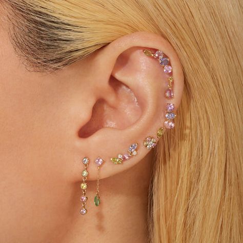 Diamond Earrings Hoop, Ear Piercings Chart, Stone And Strand, Surf Jewelry, Pretty Ear Piercings, Pretty Jewelry Necklaces, Cute Ear Piercings, Real Gold Jewelry, Rainbow Sprinkles