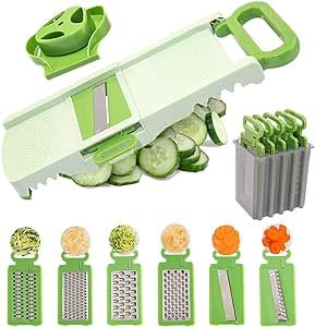 Supernal Mandoline Slicer for Kitchen,6 in 1 Vegetable Mandoline Slicer,Cheese/Vegetable Slicer,Vegetable Chopper, Potato Chip Slicer,Kitchen Cutter Chopper for Vegetables Time Saver Sweet Potato Apple, Slicer Dicer, Mandoline Slicer, Potato Waffles, Fruit Peeler, Mandolin Slicer, Potato Chip, First Kitchen, Vegetable Chopper